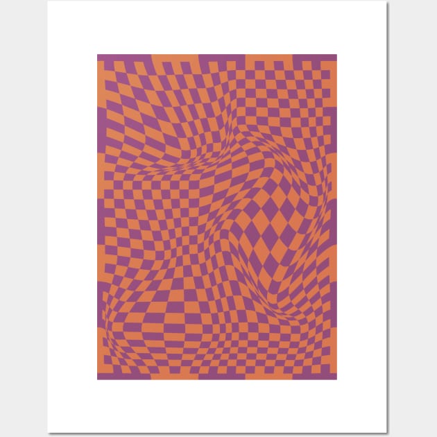 Checkerboard Pattern - Purple Orange Wall Art by Colorable